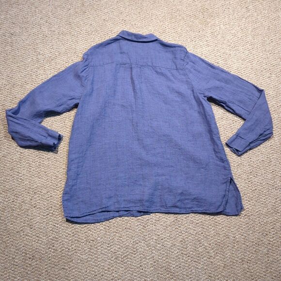 J.Jill Love Linen Button Up Shirt Womens Large Tall Purple Long Sleeve Coastal - Picture 4 of 8